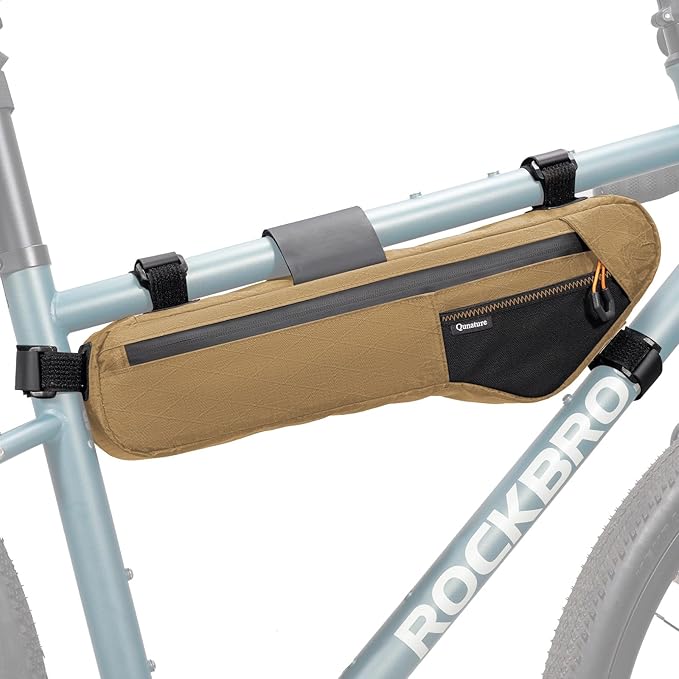Bike Frame Bag - Waterproof & Anti-Slip 5-Point Straps Mount, Durable Ripstop Nylon with Hidden Cable Port for Hydration & Charging