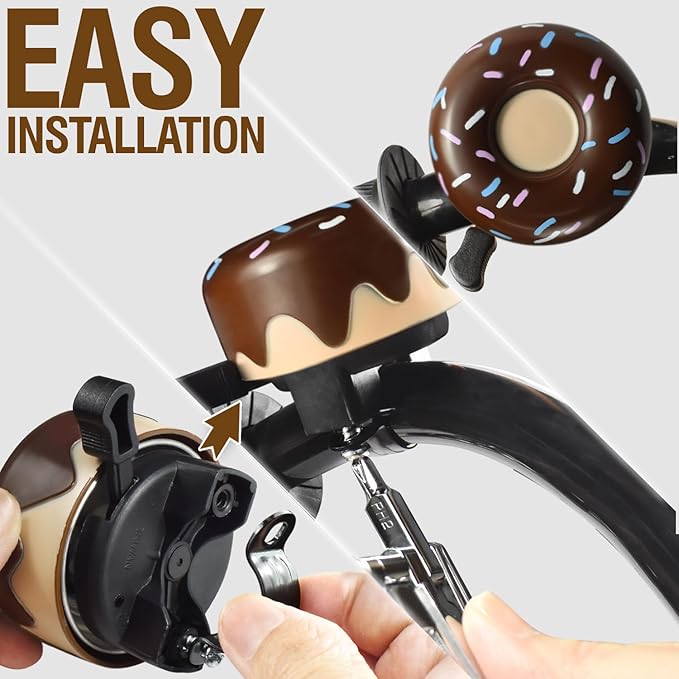 MARQUE Bike Bell for Adults & Kids – Nice, Loud, Crisp Ding Sound Bicycle Bell – Must Have Bicycle Accessories for Mountain MTB, Beach Cruisers, Commuter, Kids Bike – Easy to Install on Handlebar