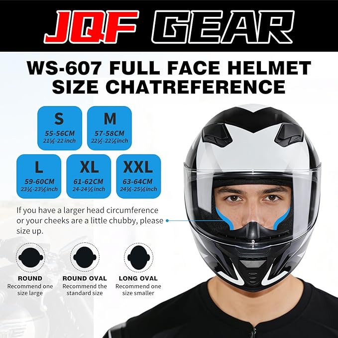 Full Face Motorcycle Helmet WS-607 DOT Approved Motorbike Racing Street Bike Helmets for Adults with Visor