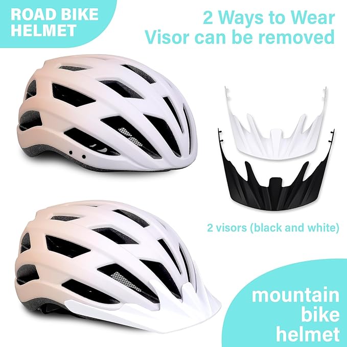 Bike Helmet for Adults Women Men Youth Kids, Lightweight Mountain Road Bicycle Cycling Helmets with Adjustable Dial & Removable Visor