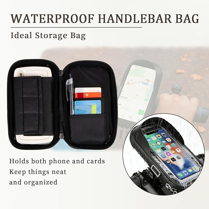 PSLER Bike Frame Bag Waterproof - Bike Top Tube Bag, Mountain Biking Accessories & Bicycle Pouch, Bicycle Top Tube Bag Accessories for Phones 4.5" to 6.4", Fits 22.2-30mm Tubes, Small