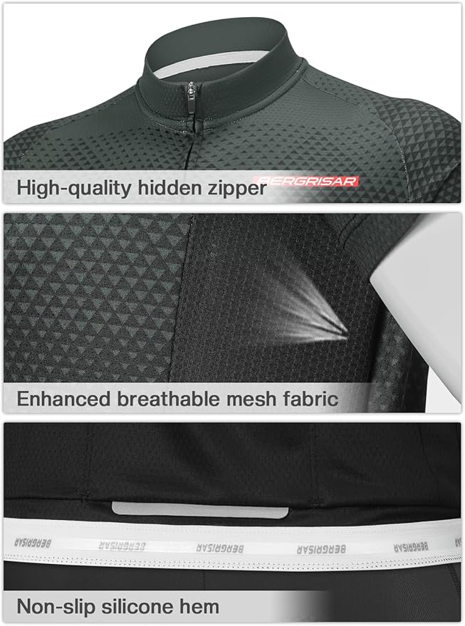 BERGRISAR Men's Cycling Jerseys Short Sleeves Bike Shirt