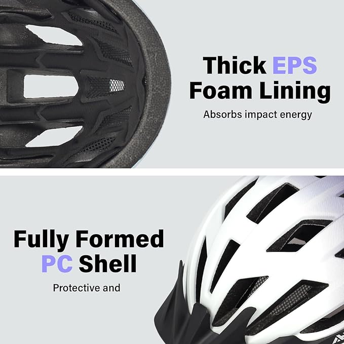 Youth Adult Road Bike Helmet, Men Women Adjustable Mountain Bicycle Helmet with Detachable Visor, 2 Sizes for Age 8-14+ Youth, Kids, Adult
