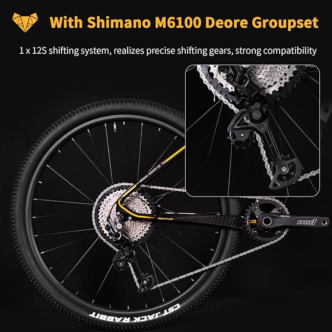 TRIFOX Carbon Fiber Mountain Bike,29er Carbon Mountain Bike with Shimano M6100 Deore Groupset 12-Speed,Carbon Fiber Frame,Hydraulic Fork 130mm Travel,/17/19 inch