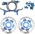 Zoom Hydraulic Disc Brakes Mountain Bike Sets MTB Front & Rear Set with Floating Disc Rotor 160mm & Color Bolts (Blue)