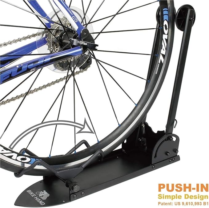 BikeHand Bicycle Floor Parking Rack Stand - for Mountain MTB & Road Bikes Indoor Outdoor Garage Storage - Floor Mounted Classic Rack or for Fat Bike Rack - Max Tire Width 2.4"