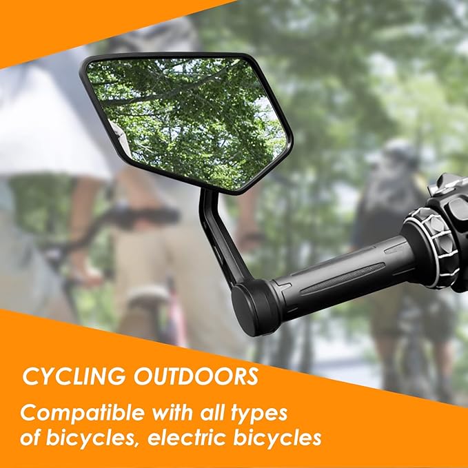 Arkham Bike Mirror for Handlebar HD Bar End Bicycle Mirror Thickened Automotive-Grade Glass for Handlebar Scratch Resistant Safe Rearview Mirror Multi-Angle Adjustable, E-Bike Universal, Left Side