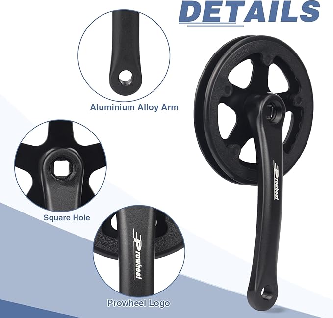 WEEROCK Prowheel Bike Crankset 1 Piece/Single 32T Charing Crank Set with 170mm Arm and Doulbe Chain Covers for Bicycle MTB, Folding Bikes, Compatible with 6/7/8/9/10 Speeds Freewheel
