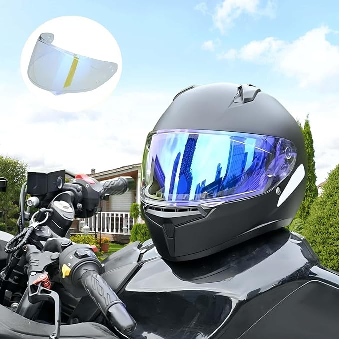 HJ-34P Visor Shield Replacement,HJC C10 Motorcycle Helmet Visor Compatible with HJ-34P HJC C10 UV Protection (Revo Clear Blue)