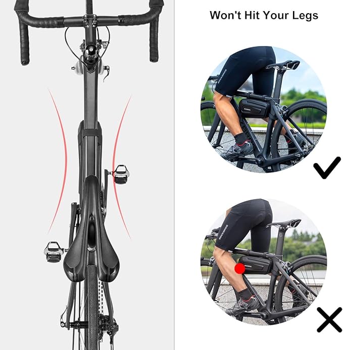 ROCK BROS Bike Frame Bag Bike Storage Triangle Bag Bicycle Under Top Tube Saddle Bag Water-Resistant EVA Cycling Bike Accessories Pouch for Mountain Road Bike