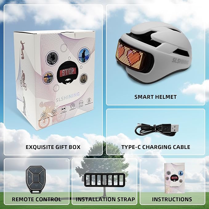 Smart Bike Helmet with Light: Bicycle Helmets for Adult Teens for Mountain & Road Cycling Electric Scooter Skateboard Skating