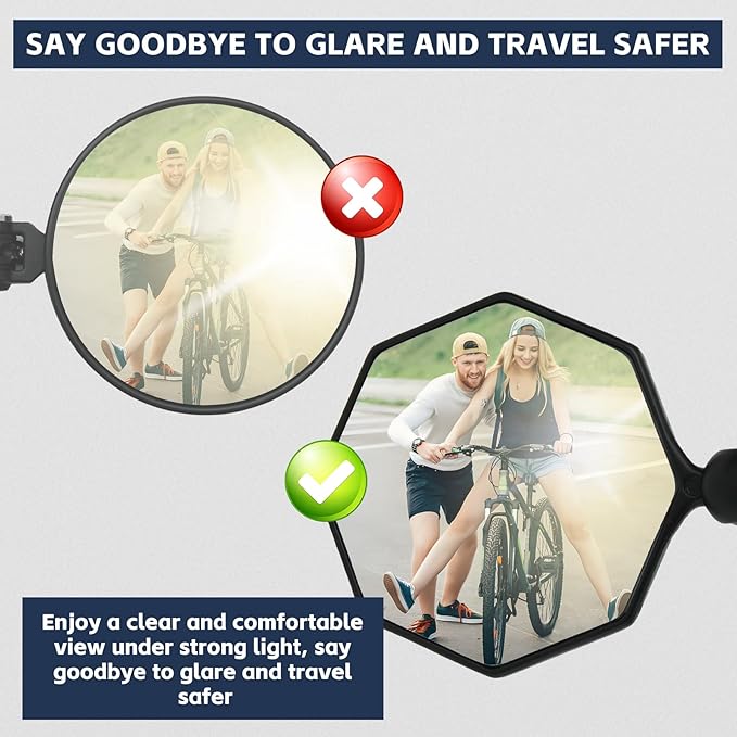 Bike Mirror, 2 pcs Bike Mirror Handlebar Mount,Aluminum Alloy,HD 360° Adjusted Bike Rear View Mirror, Anti-impact/explosion/glare, Fits for Mountain Bikes,E-bike, Bicycle,Scooter,Motorcycle