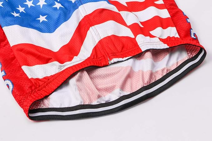 Cycling Jersey Short Sleeve USA Style Bike Tops with Pocket Reflective Stripe