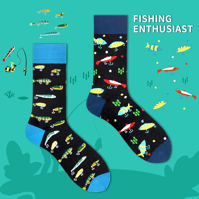 WeciBor Men's Dress Funny Crazy Colorful Novelty Combed Cotton Crew Socks 12 Pack - Size 7-10/10-13/13-15