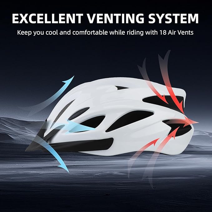 Adult Cycling Bike Helmet, Lightweight and Adjustable with Pads&Visor for Men and Women,Premium Quality Airflow Unisex Bicycle Helmet,Suggested Fit 58-61 cm