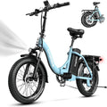 Folding Electric Bike for Adults, 30+MPH Max Speed Foldable Ebike with 48V 20AH Removable Battery, 20" Fat Tire 1000W Peak Motor, 80+Miles Commute Bicycle Blue with Colourful LCD Display
