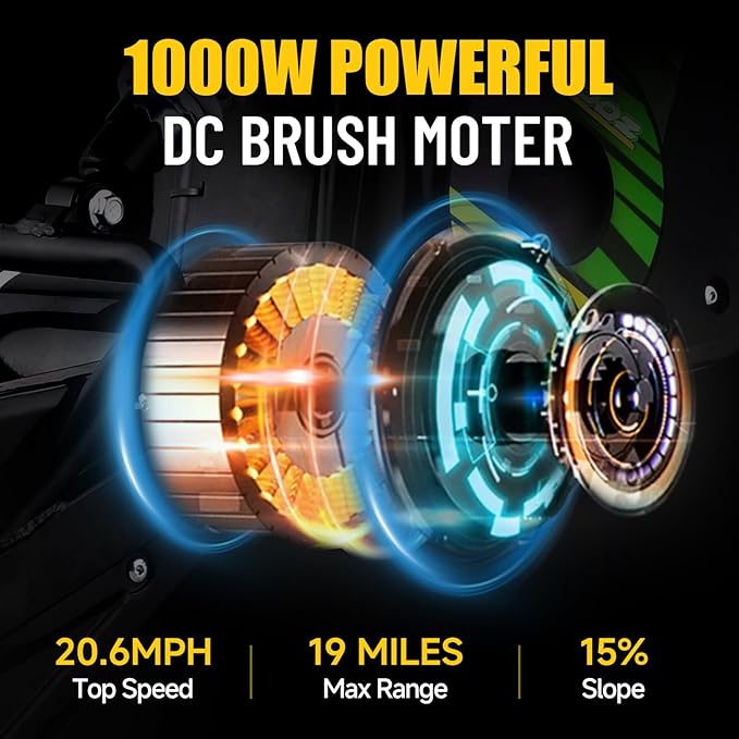 KOOZ HP112E PRO 36V 1000W Electric Dirt Bike for Kids, 3 Speed Modes Teen Electric Motorcycle Up to 20.6 MPH& 19 Miles Long-Range, Dual Suspension & Disc Brake, 16" Sturdy Tire