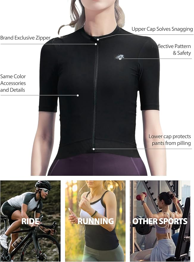 LAMEDA Cycling Jersey Women, Breathable Bike Shirts for Women Biking Tops with Pockets, Bicycle Clothing for Road Riding
