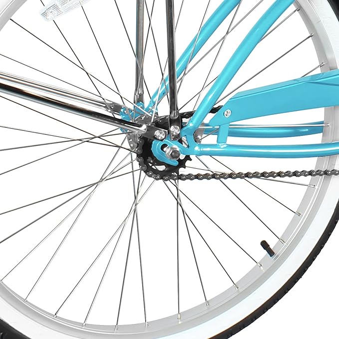 MICARGI 24/26 Inch Adult Cruiser Bicycle Hybrid Bike 1/7 Speeds Commuter Bike for Women, Men, Seniors,Step-Through or Step-Over Bike Steel Frame Multi Colors Style