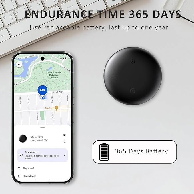 Bike Tracker for Android, Android Airtag Compatible with Google Find My Device App, Replaceable Battery Item Finder, Tracker Tag for Keys, Suitcase, Backpack, Wallet, Luggage (for Bike)