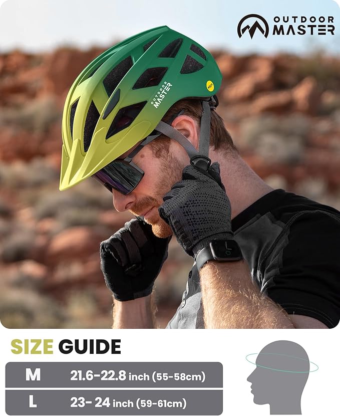 OutdoorMaster Gem Recreational MIPS Cycling Helmet - Two Removable Liners & Ventilation in Multi-Environment - Bike Helmet in Mountain, Motorway for Youth & Adult