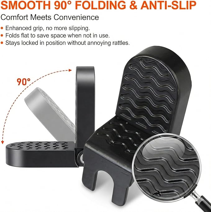 Heavy Duty E-Bike Foot Pegs, Foldable Rear Pedals for Passenger, Manganese Steel Reinforced Aluminum Bike Footrests with 15mm U-Slot & Anti-Slip for E-Bike, Mountain Bike, Folding Bicycle