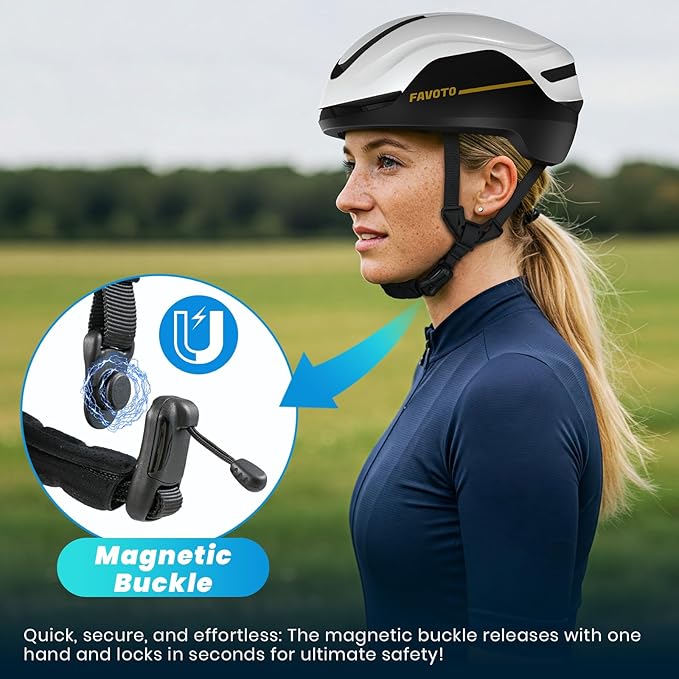 Favoto Smart Bike Helmet with Light – Dual Shell CPSC Certified Ebike Helmet with Turn Signals for Road Cycling City Commuting