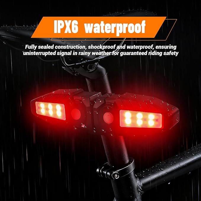 Bike Turn Signals with Projector 5 Modes USB Rechargeable Bike Tail Light Remote Control Waterproof Split Ebike Bicycle Turn Signals Front and Rear for Night Riding and Commuting Safety-4PCS