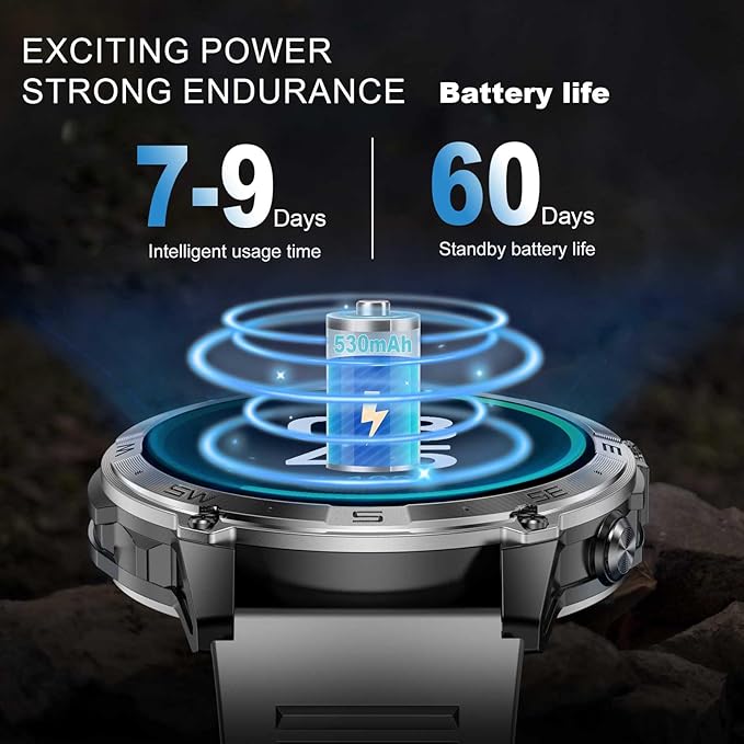 GPS Smartwatch for Men, 1.43" AMOLED Rugged Military Smart Watches Make/Answer Call, Sport Watch with 530 mAh Large Battery/3ATM Waterproof/Compass/Air Pressure/Altitude for Android iOS