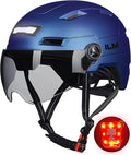 ILM Adult Bike Helmet with USB Rechargeable LED Front and Back Light Mountain&Road Bicycle Helmets for Men Women Removable Goggle Cycling Helmet E3-10L