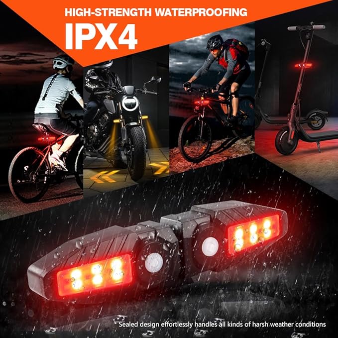 Teguangmei Upgrade Bike Tail Light with Projection USB Rechargeable Bike Turn Signals 150 Lumen Ultra Bright Turn Signals for Bicycle with Alarm Horn Bicycle Rear Light for Night Riding, 5 Mode