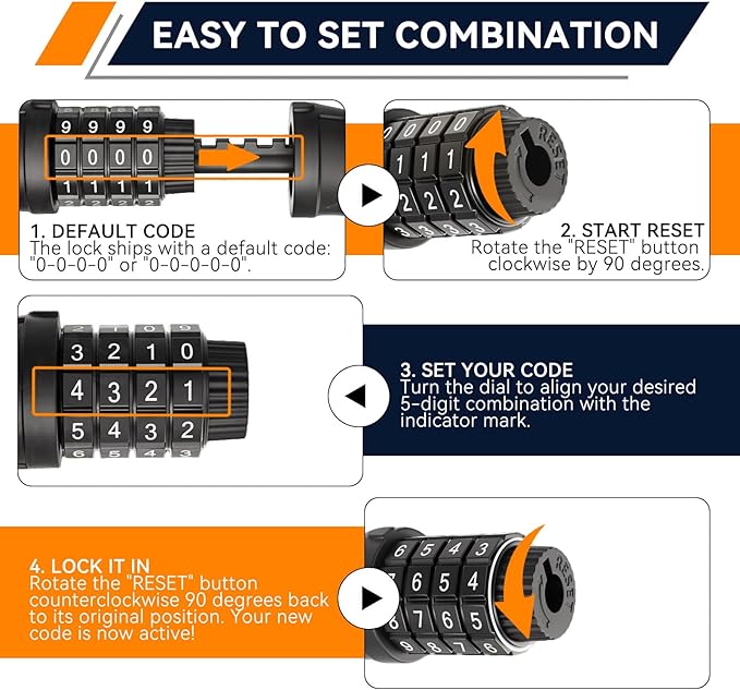SEPOX® 2Pcs Pack 6FT Extra Long Cable Combination Bike Locks, 4 Digits Retractable Security Lock, 12mm Heavy Duty Anti Theft Anti Rust Cable for Bicycle, Scooter, Gate, Outdoor Equipment, Weatherproof