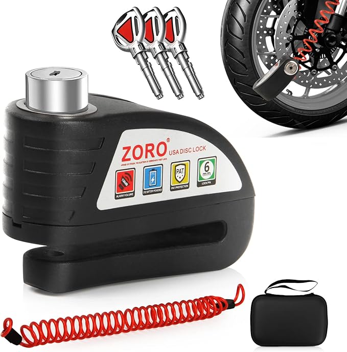 Motorcycle Lock, Disc Brake Lock with 130DB Alarm, Heavy Duty Motorcycle Locks Anti-Theft, Motorcycle Alarm Waterproof Wheel Lock for Moped Bike Scooter