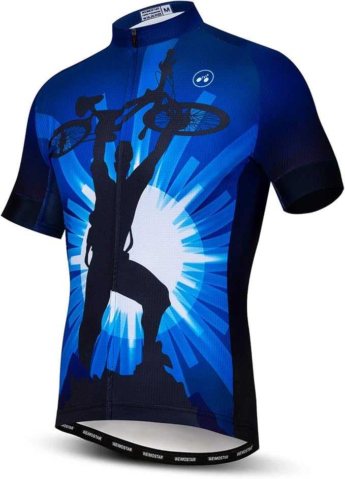 Men Cycling Jersey Skull Bike Short Sleeve Tops Quick-Dry Reflective 3-Pockets S-3XL
