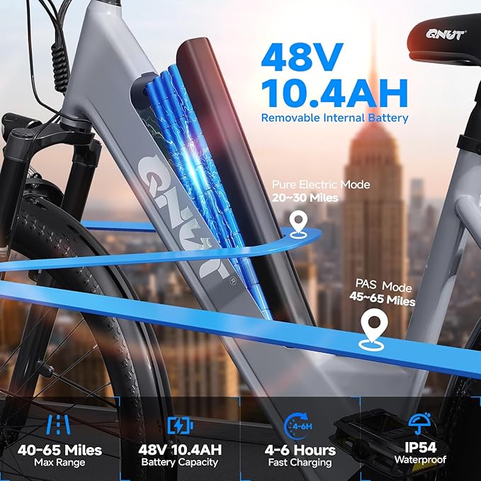 Electric Bike for Adults, 1200W Peak Commuter Ebike with 48V Built-in Battery 26" City Step Through E-Bike 7-Speed 65Miles 20Mph Urban Electric Bicycles for Women Men Teens