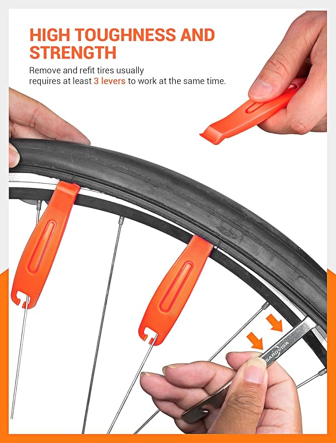 Bike Tire Levers| Ultra Strong Tire Levers & Stainless Steel Tire Spoons, Bike Tire Removal Tool for Road or Mountain Bike Tires, Must Have Bike Tire Tool in Bike Tire Repair Kit