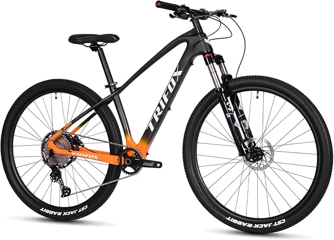 TRIFOX Carbon Fiber Mountain Bike,29er Carbon Mountain Bike with Shimano M6100 Deore Groupset 12-Speed,Carbon Fiber Frame,Hydraulic Fork 130mm Travel,/17/19 inch