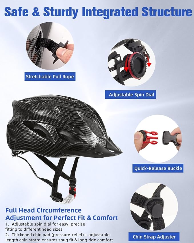 Zacro Adult Bike Helmet Lightweight for Men Women Comfort with Pads&Visor, Certified Bicycle Helmet for Adults Youth Mountain Road Biker