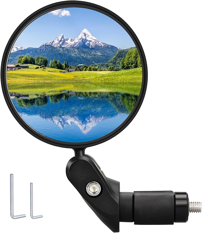 Handlebar Bike Mirrors, 1pcs HD Bicycle Rearview Mirror, Adjustable Handlebar Mounted Convex Mirror with Allen Wrench, for Mountain Road Bikes