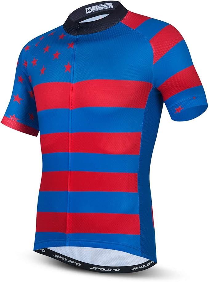 JPOJPO Men's Cycling Jersey Short Sleeved Mountain Bicycle Jerseys Breathable T- Shirt Tops S-3XL