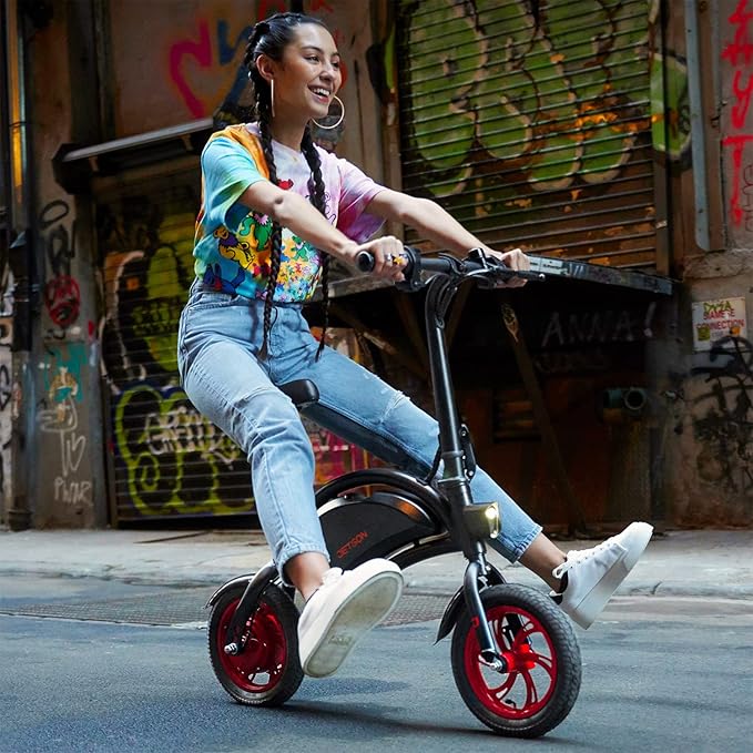 Jetson Bolt Electric Bike, Foot Pegs, Easy-Folding, Built-in Carrying Handle, Twist Throttle, Cruise Control, Up to 15.5 MPH, Range Up to 15 Miles, Ages 13+