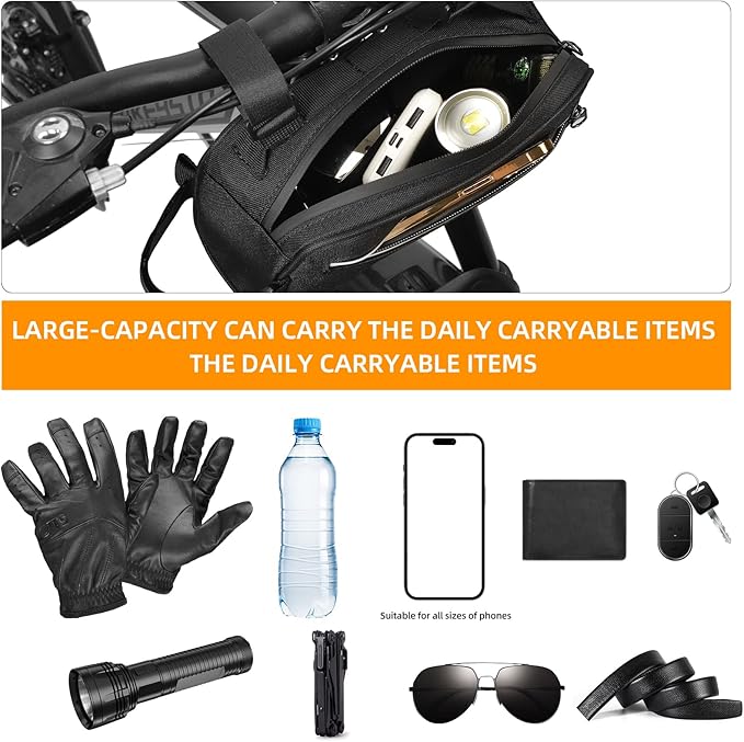 Bike Handlebar Bag Large-Capacity Bike Crossbar Front Bag Waterproof Bicycle Basket Frame Bags for Road Mountain Bicycle Outdoor Cycling Travel Hiking