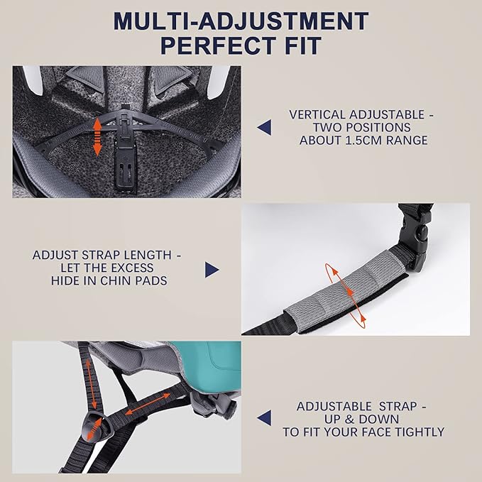Adult Bike Helmet with Light - Dual Certified for Bicycle Scooter Skateboard Road Cycling Skating Helmet