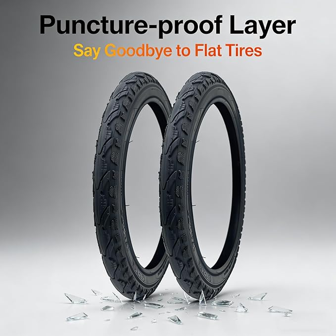 700x35/38/42/45/50C Road Bike Tires 2-Pack, Puncture Proof Heavy Duty Tires for E-Bike, Gravel, Mountain and Hybrid Bicycles, All Terrain Commuter Ready