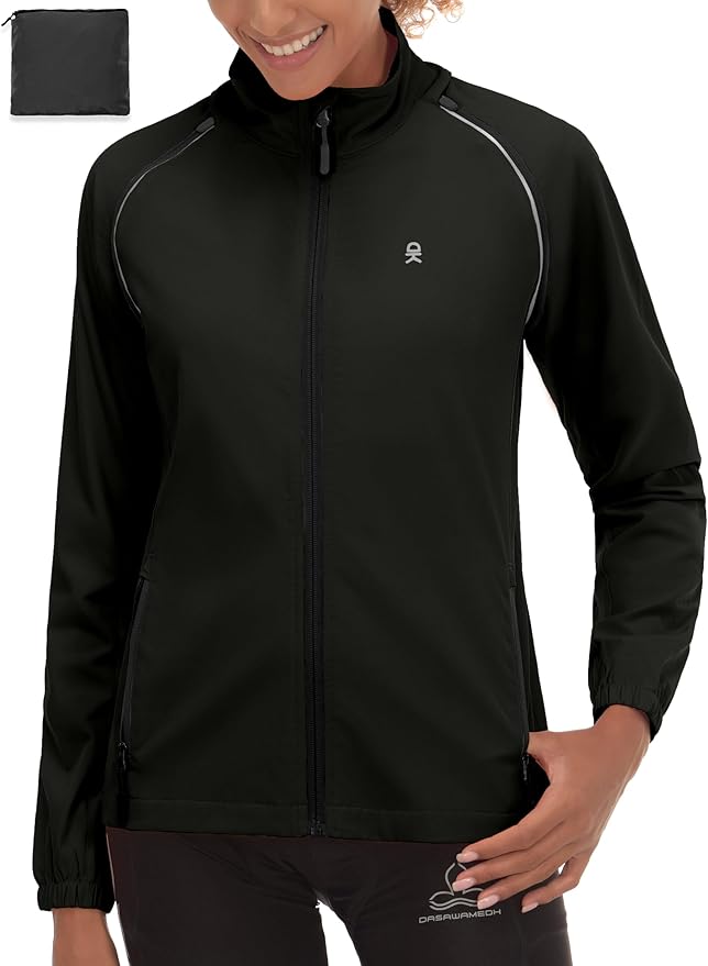 Little Donkey Andy Women's Lightweight Waterproof Cycling Jacket with Removable Sleeves for Biking Running Golf