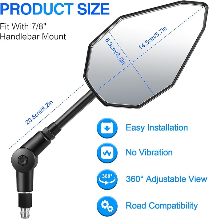 Rearview Motorcycle End Bar Mirror,Motorcycles Handlebar End Side Rear View Mirrors, Universal Handle Round Compatible with Most Motorcycle, E-bike, Scooters, ATV, UTV, Snowmobile,Mini Type4
