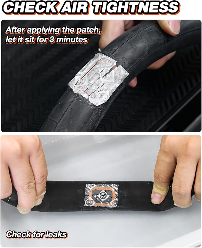 Bike Tire Repair Kit for Road & Mountain Bikes, Portable Inner Tube Patch Kit with Vulcanizing Patches, Glue & Rim-Safe Levers