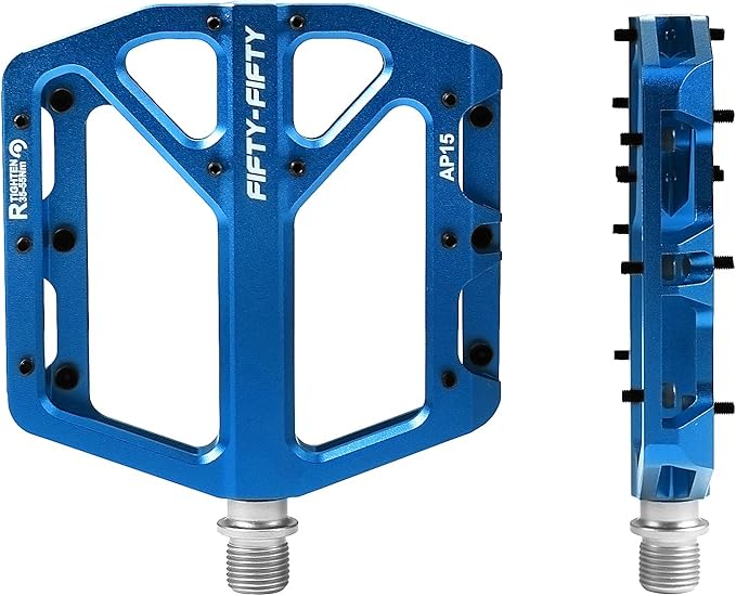FIFTY-FIFTY Mountain Bike Pedals, Non-Slip and Aluminum Alloy Bicycle Flat Pedals, 9/16" Sealed Bearing, Lightweight and Wide Platform for All Mountain, Enduro, Downhill, E-Bike, MTB
