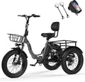 Qlife Triker Plus Electric Trike for Adults, Peak 1200W Motor Floding Trike Ebike, 624Wh E-Bike, 20MPH 65 Miles Electric Tricycle for Adults, 20x4.0 Fat Tire E-Bike, Foldable 3 Wheel for Adults