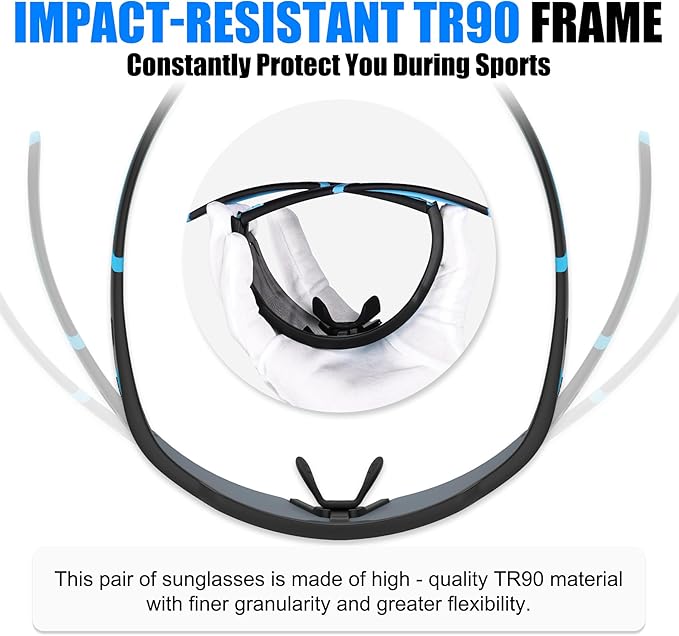 X-TIGER Polarized Cycling Glasses with 5 Interchangeable Lenses,MTB Biking Baseball Running Sports Sunglasses for Men Women